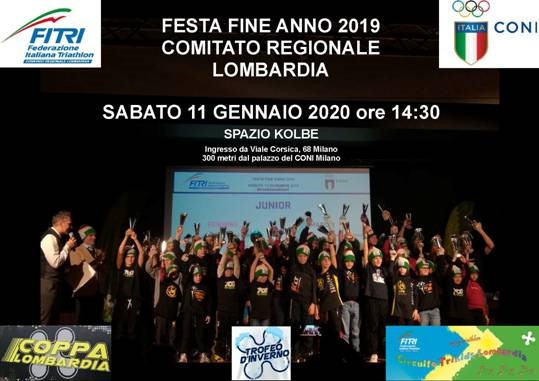 Sabato 11 gennaio a Milano la FESTA DEL COMITATO REGIONALE TRIATHLON LOMBARDIA